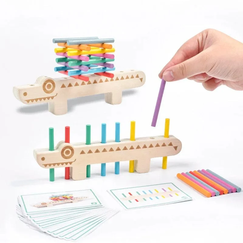 Montessori Holzspielzeug Farbabstimmungsspiele Puzzle-Lernset Feinmotoriktraining Mathematik-Lernspielzeug für Kinder