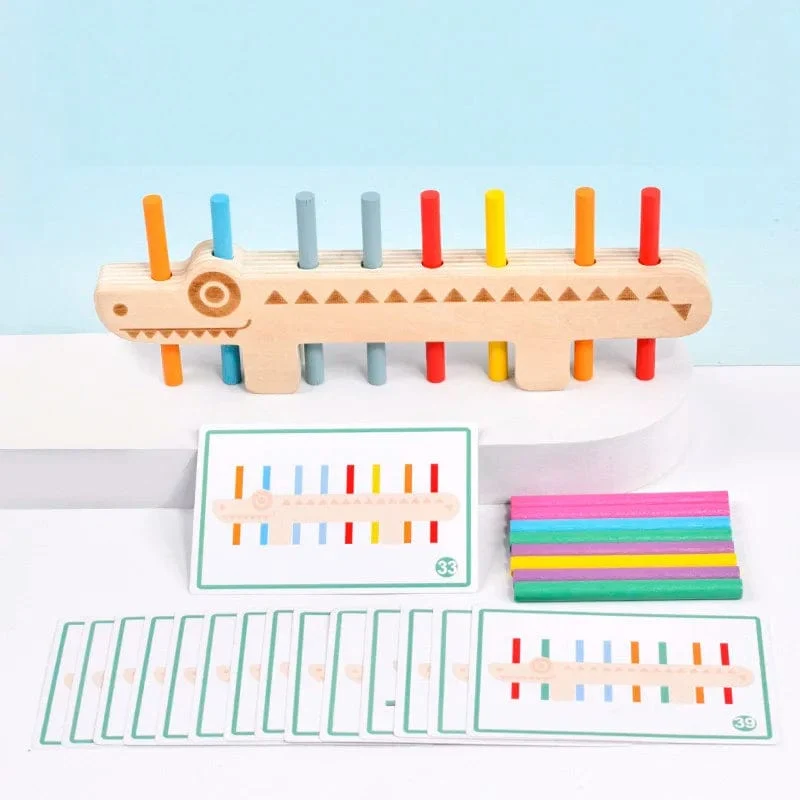 Montessori Holzspielzeug Farbabstimmungsspiele Puzzle-Lernset Feinmotoriktraining Mathematik-Lernspielzeug für Kinder
