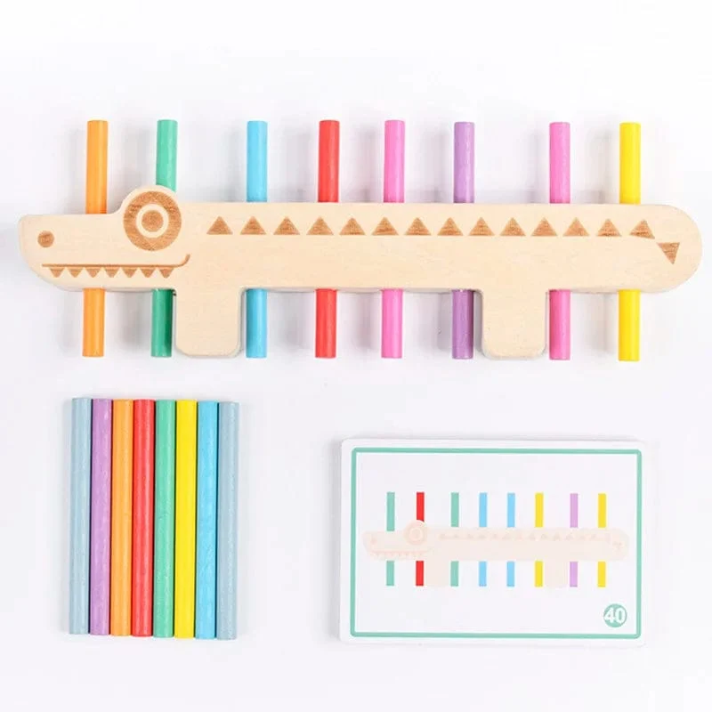 Montessori Holzspielzeug Farbabstimmungsspiele Puzzle-Lernset Feinmotoriktraining Mathematik-Lernspielzeug für Kinder