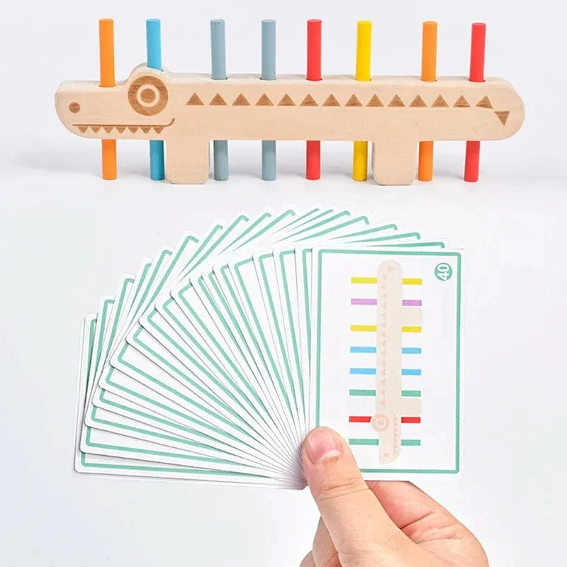 Montessori Holzspielzeug Farbabstimmungsspiele Puzzle-Lernset Feinmotoriktraining Mathematik-Lernspielzeug für Kinder