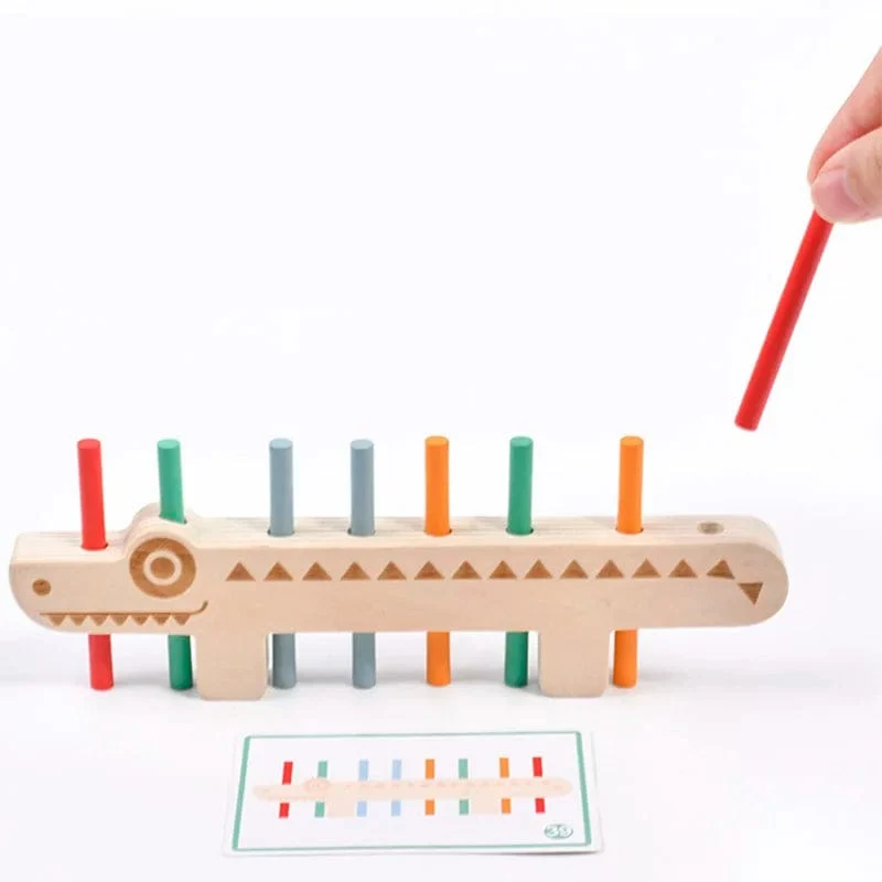 Montessori Holzspielzeug Farbabstimmungsspiele Puzzle-Lernset Feinmotoriktraining Mathematik-Lernspielzeug für Kinder