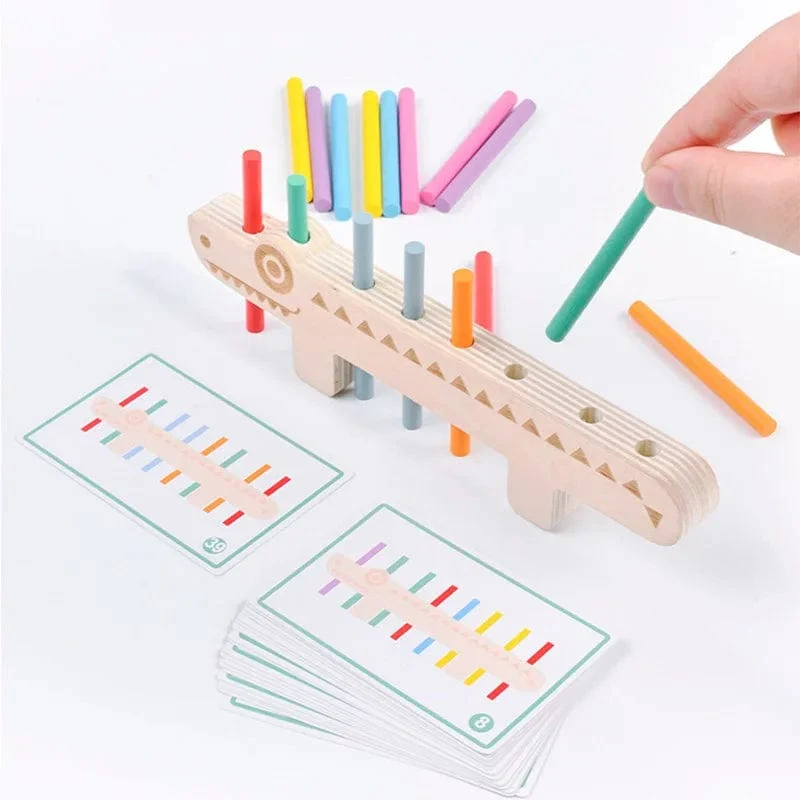 Montessori Holzspielzeug Farbabstimmungsspiele Puzzle-Lernset Feinmotoriktraining Mathematik-Lernspielzeug für Kinder