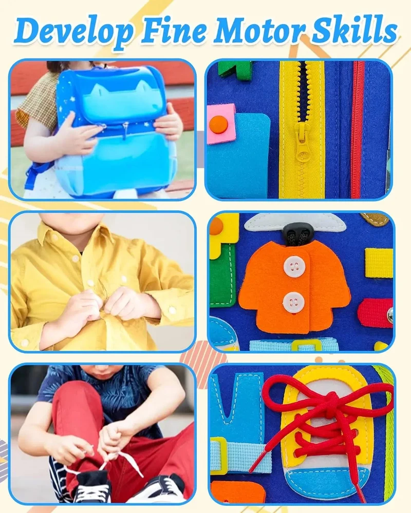 Montessori-Spielzeug für Kleinkinder, Lern- und Lernaktivitäten, Reisespielzeug, Dinosaurier, Ankleiden, sensorischer Rucksack für das Leben
