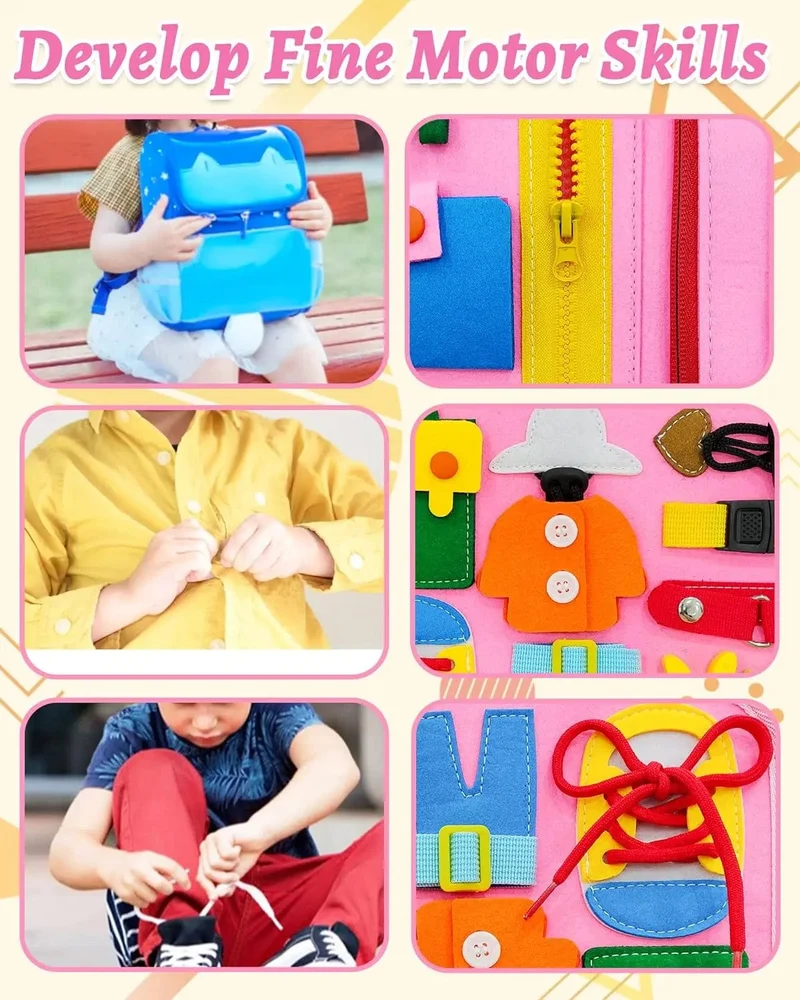 Montessori-Spielzeug für Kleinkinder, Lern- und Lernaktivitäten, Reisespielzeug, Dinosaurier, Ankleiden, sensorischer Rucksack für das Leben