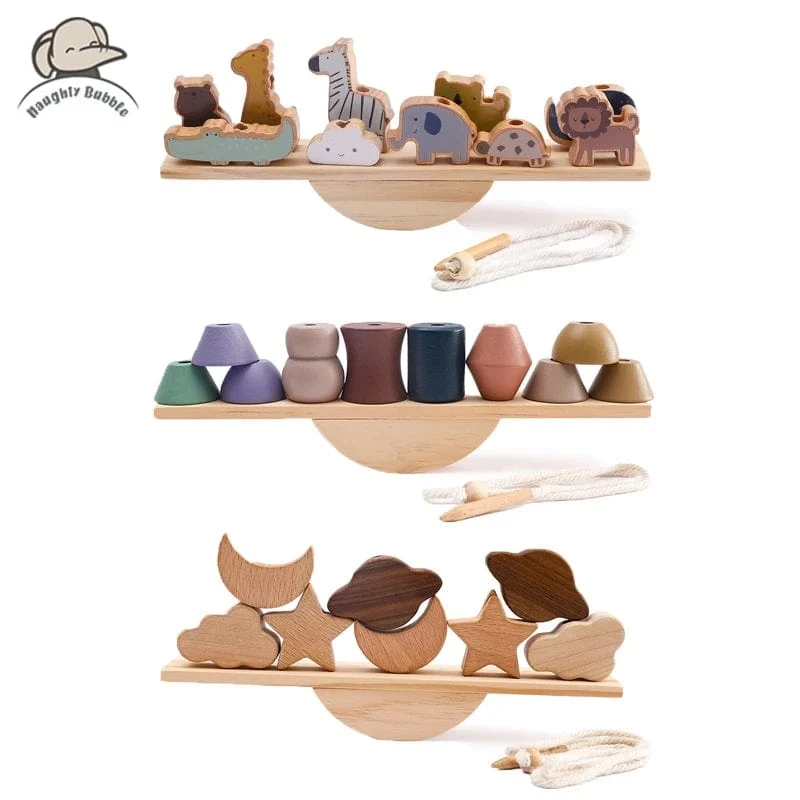 Baby Tier Fädelspielzeug Holz Stapelspielzeug Blöcke Brettspiele Holzspielzeug Baby Tier Auffädeln Fädelperlen Spielzeug Geschenk