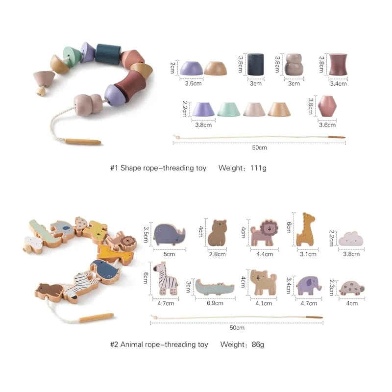 Baby Tier Fädelspielzeug Holz Stapelspielzeug Blöcke Brettspiele Holzspielzeug Baby Tier Auffädeln Fädelperlen Spielzeug Geschenk