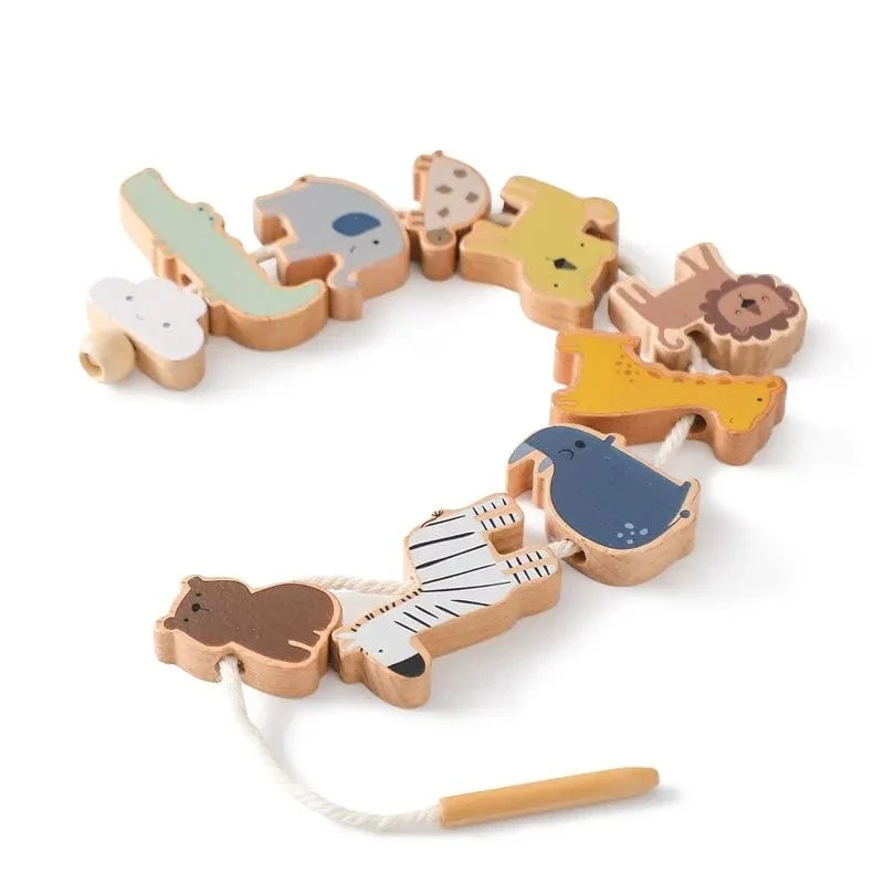 Baby Tier Fädelspielzeug Holz Stapelspielzeug Blöcke Brettspiele Holzspielzeug Baby Tier Auffädeln Fädelperlen Spielzeug Geschenk