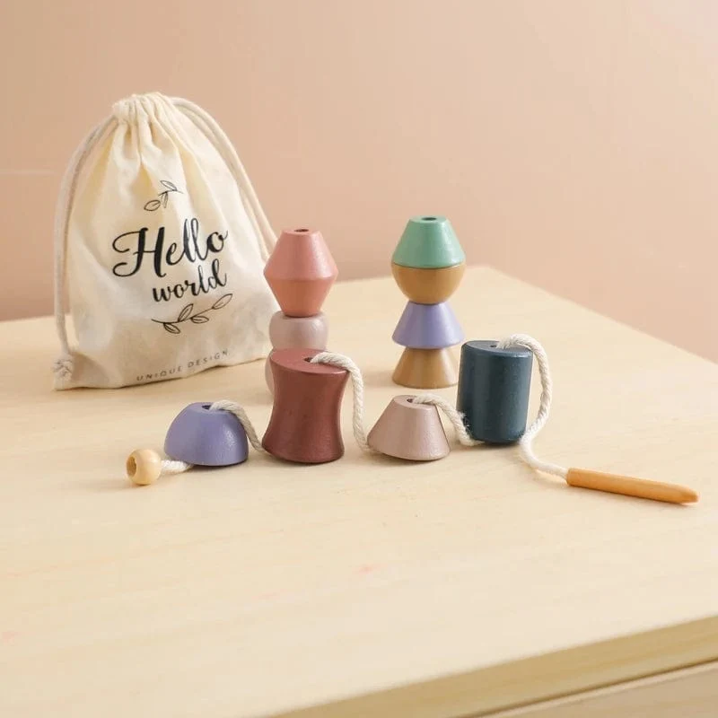 Baby Tier Fädelspielzeug Holz Stapelspielzeug Blöcke Brettspiele Holzspielzeug Baby Tier Auffädeln Fädelperlen Spielzeug Geschenk