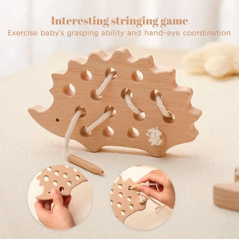Baby Tier Fädelspielzeug Holz Stapelspielzeug Blöcke Brettspiele Holzspielzeug Baby Tier Auffädeln Fädelperlen Spielzeug Geschenk