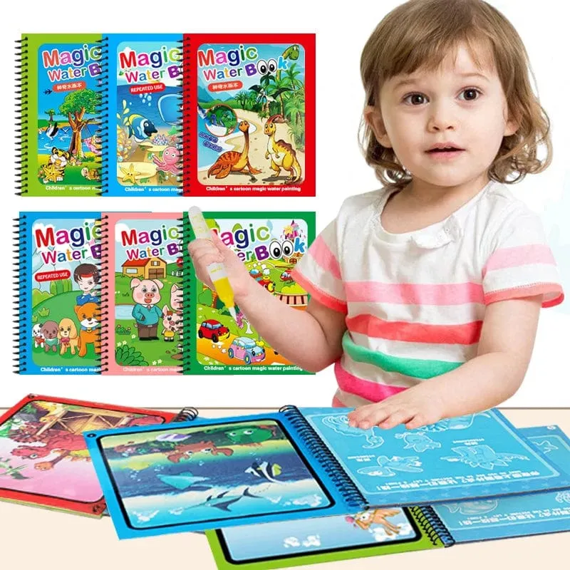 Magisches Wassermalbuch für Kinder, Babyspiele, Spielzeug, Montessori-Malbücher, Babyfarbe, Lernspielzeug für Babys im Alter von 1 bis 2 Jahren