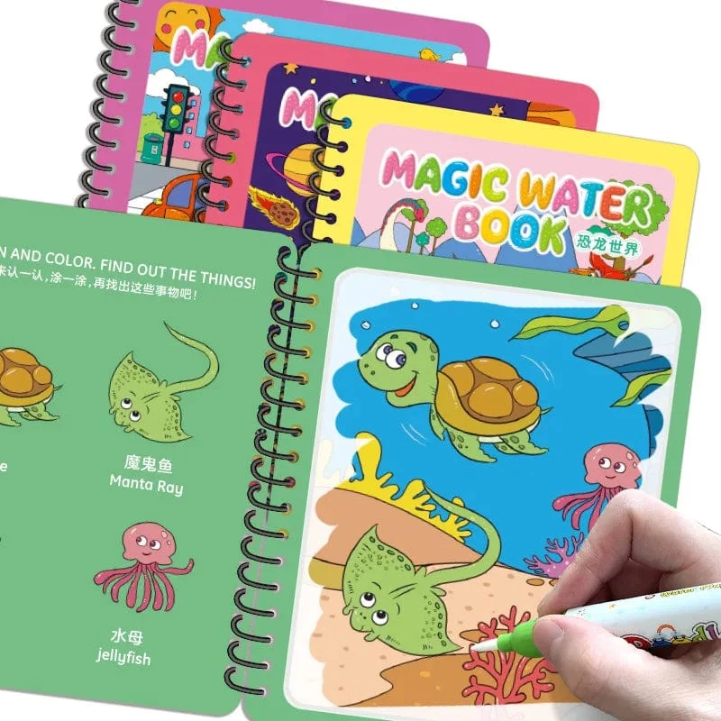 Magisches Wassermalbuch für Kinder, Babyspiele, Spielzeug, Montessori-Malbücher, Babyfarbe, Lernspielzeug für Babys im Alter von 1 bis 2 Jahren