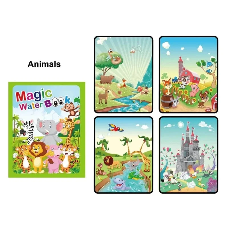 Magisches Wassermalbuch für Kinder, Babyspiele, Spielzeug, Montessori-Malbücher, Babyfarbe, Lernspielzeug für Babys im Alter von 1 bis 2 Jahren