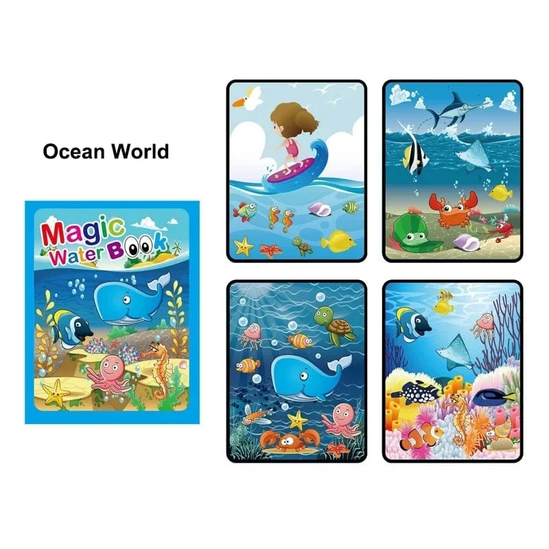 Magisches Wassermalbuch für Kinder, Babyspiele, Spielzeug, Montessori-Malbücher, Babyfarbe, Lernspielzeug für Babys im Alter von 1 bis 2 Jahren