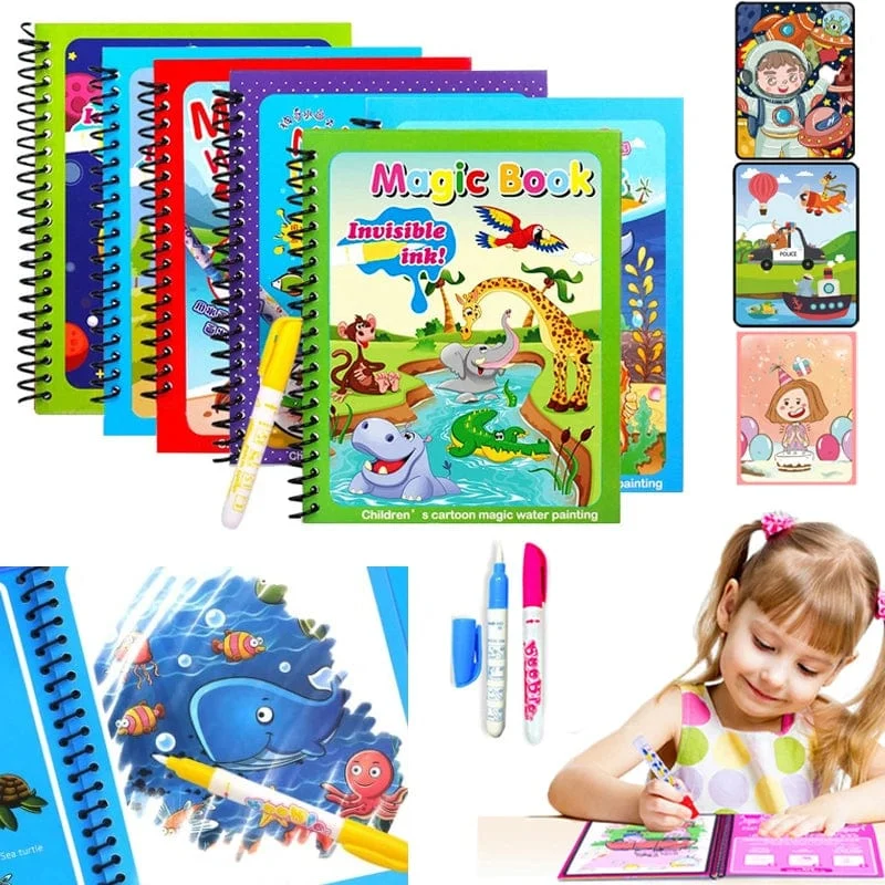 Magisches Wassermalbuch für Kinder, Babyspiele, Spielzeug, Montessori-Malbücher, Babyfarbe, Lernspielzeug für Babys im Alter von 1 bis 2 Jahren