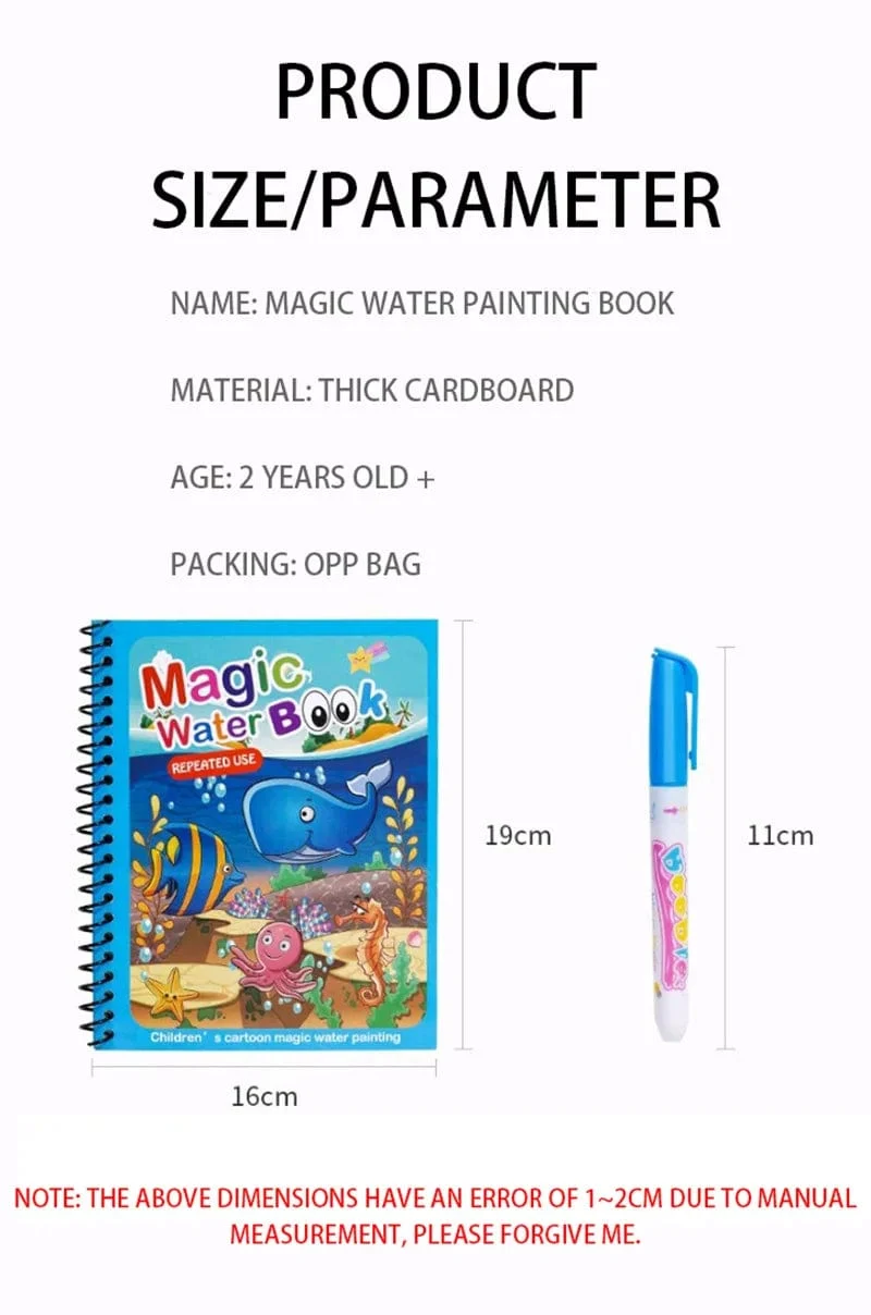 Magisches Wassermalbuch für Kinder, Babyspiele, Spielzeug, Montessori-Malbücher, Babyfarbe, Lernspielzeug für Babys im Alter von 1 bis 2 Jahren