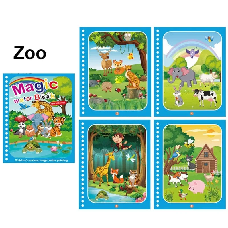 Magisches Wassermalbuch für Kinder, Babyspiele, Spielzeug, Montessori-Malbücher, Babyfarbe, Lernspielzeug für Babys im Alter von 1 bis 2 Jahren