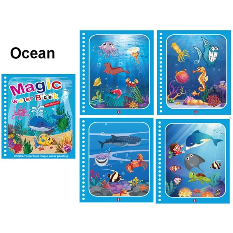 Magisches Wassermalbuch für Kinder, Babyspiele, Spielzeug, Montessori-Malbücher, Babyfarbe, Lernspielzeug für Babys im Alter von 1 bis 2 Jahren