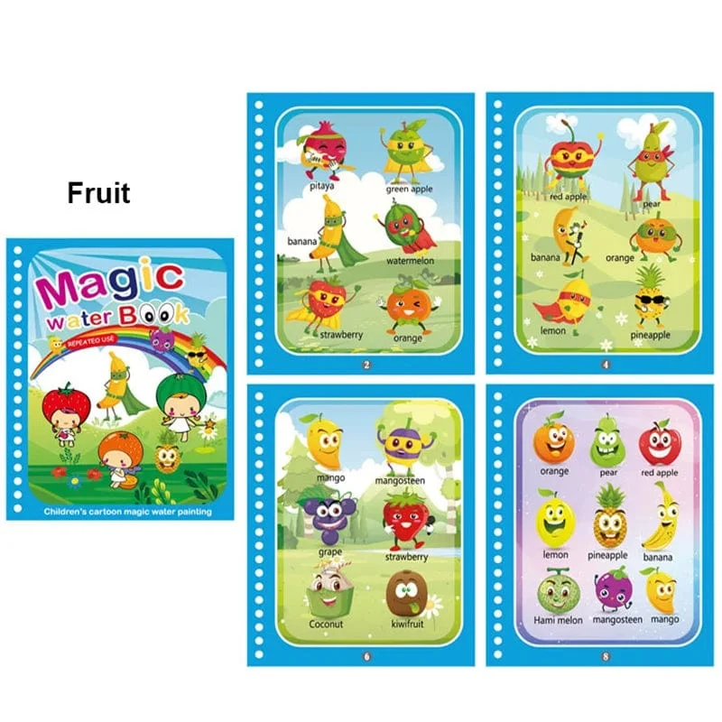 Magisches Wassermalbuch für Kinder, Babyspiele, Spielzeug, Montessori-Malbücher, Babyfarbe, Lernspielzeug für Babys im Alter von 1 bis 2 Jahren