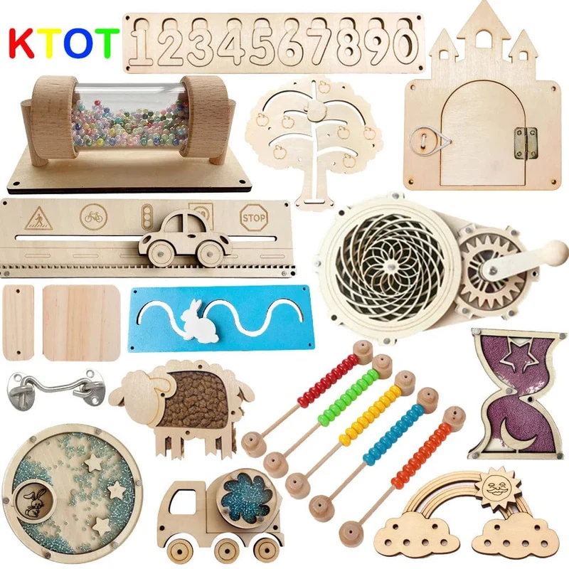 Montessori Spielzeug Beschäftigt Bord DIY Zubehör Lernen Bildung Beschäftigt Bord Spiele für Baby Aktivität Bord Komponenten Holz Teile