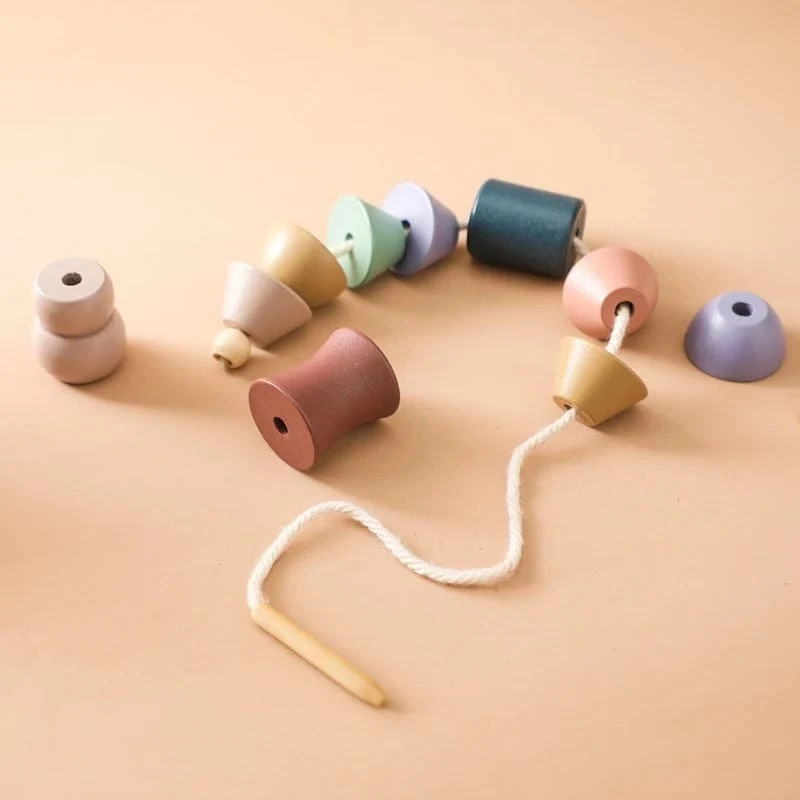 Holzspielzeug zum Einfädeln von Tierbabys, Blöcke, Brettspiele, Stapelspielzeug, Montessori, praktische Fähigkeiten, pädagogische Kinderblöcke, Geschenke
