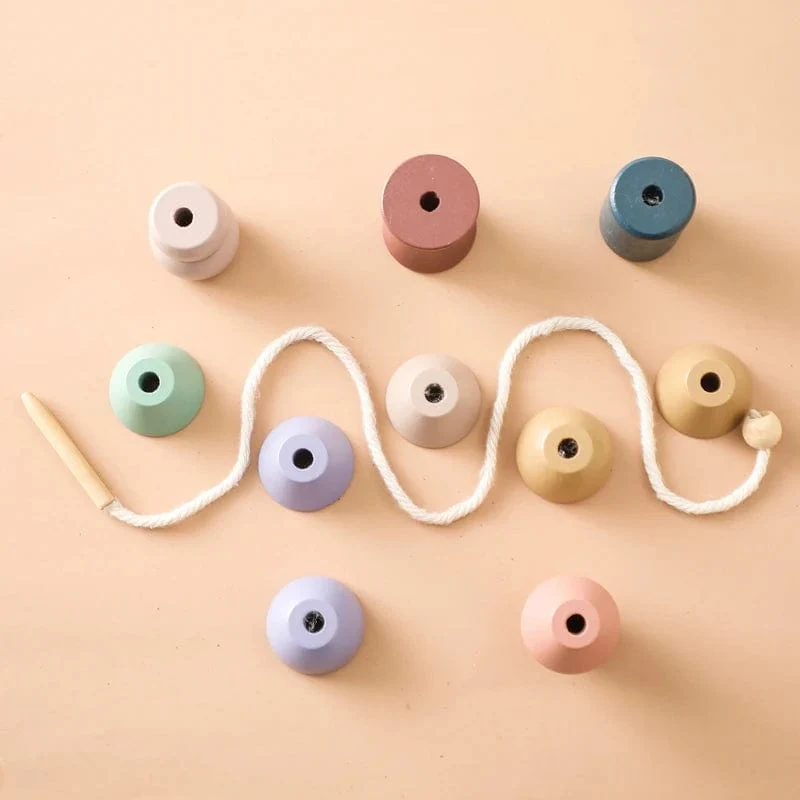 Holzspielzeug zum Einfädeln von Tierbabys, Blöcke, Brettspiele, Stapelspielzeug, Montessori, praktische Fähigkeiten, pädagogische Kinderblöcke, Geschenke