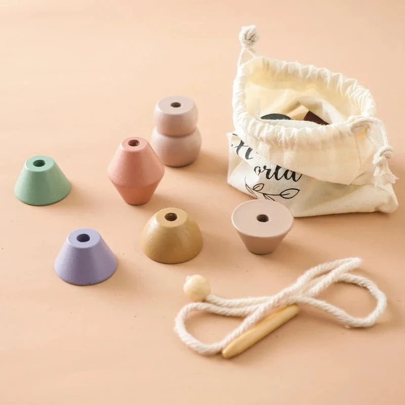 Holzspielzeug zum Einfädeln von Tierbabys, Blöcke, Brettspiele, Stapelspielzeug, Montessori, praktische Fähigkeiten, pädagogische Kinderblöcke, Geschenke