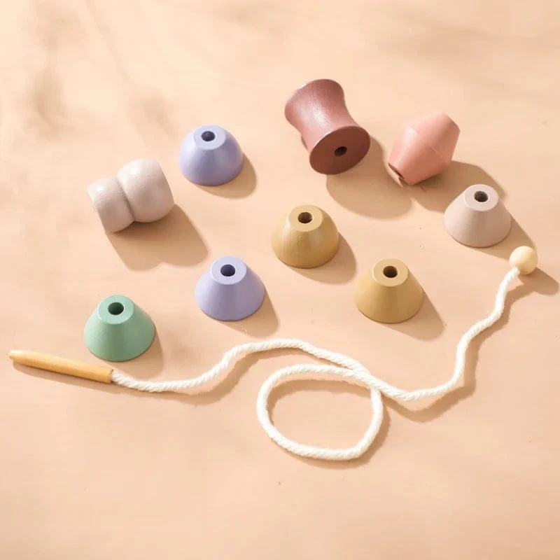 Holzspielzeug zum Einfädeln von Tierbabys, Blöcke, Brettspiele, Stapelspielzeug, Montessori, praktische Fähigkeiten, pädagogische Kinderblöcke, Geschenke