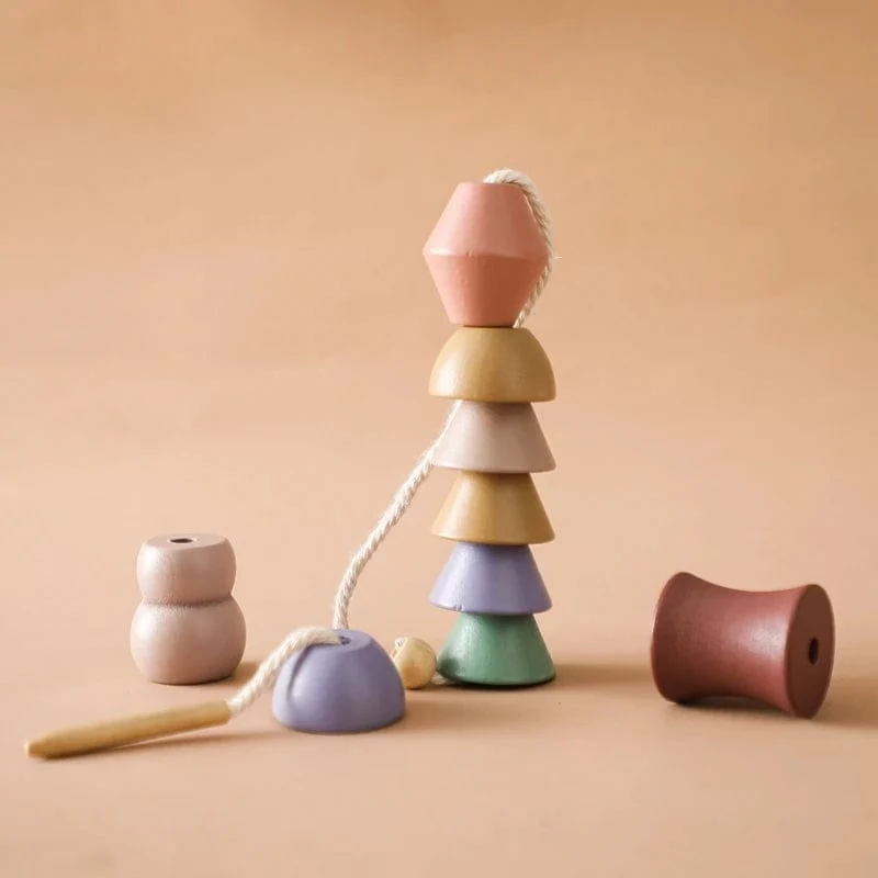 Holzspielzeug zum Einfädeln von Tierbabys, Blöcke, Brettspiele, Stapelspielzeug, Montessori, praktische Fähigkeiten, pädagogische Kinderblöcke, Geschenke