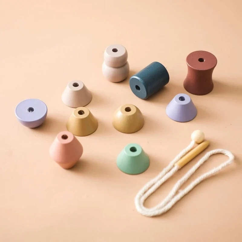 Holzspielzeug zum Einfädeln von Tierbabys, Blöcke, Brettspiele, Stapelspielzeug, Montessori, praktische Fähigkeiten, pädagogische Kinderblöcke, Geschenke