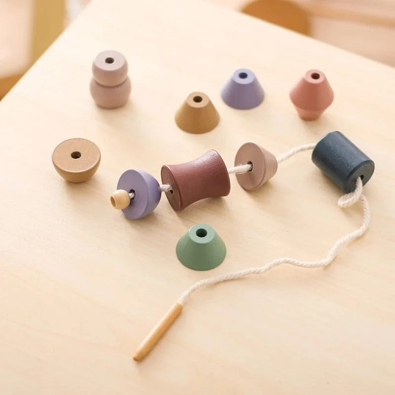 Holzspielzeug zum Einfädeln von Tierbabys, Blöcke, Brettspiele, Stapelspielzeug, Montessori, praktische Fähigkeiten, pädagogische Kinderblöcke, Geschenke