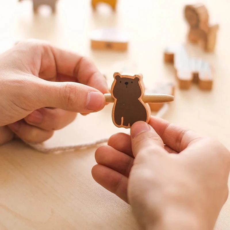 Holzspielzeug zum Einfädeln von Tierbabys, Blöcke, Brettspiele, Stapelspielzeug, Montessori, praktische Fähigkeiten, pädagogische Kinderblöcke, Geschenke