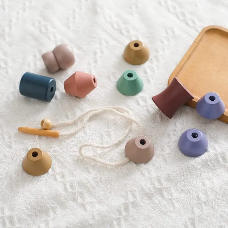Holzspielzeug zum Einfädeln von Tierbabys, Blöcke, Brettspiele, Stapelspielzeug, Montessori, praktische Fähigkeiten, pädagogische Kinderblöcke, Geschenke