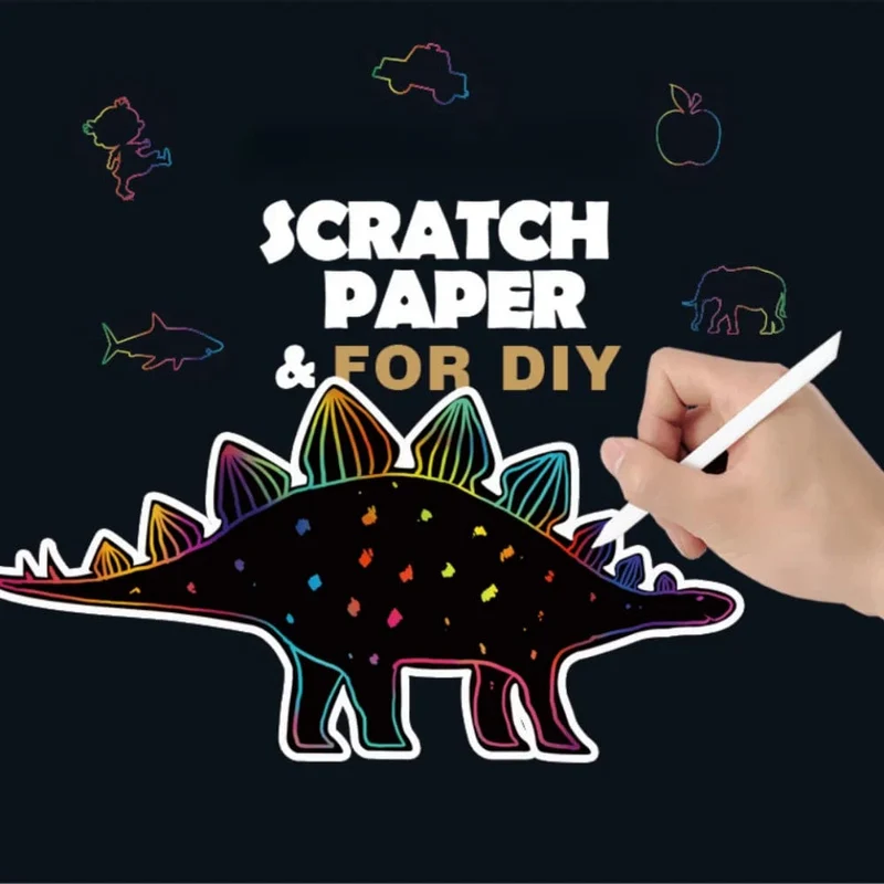 8 Stücke Magisches Scratch Zeichenpapier DIY Scratch Art Lesezeichen Kinder Zeichenspielzeug Malbuch Kreative Karte Aufkleber Lernspielzeug