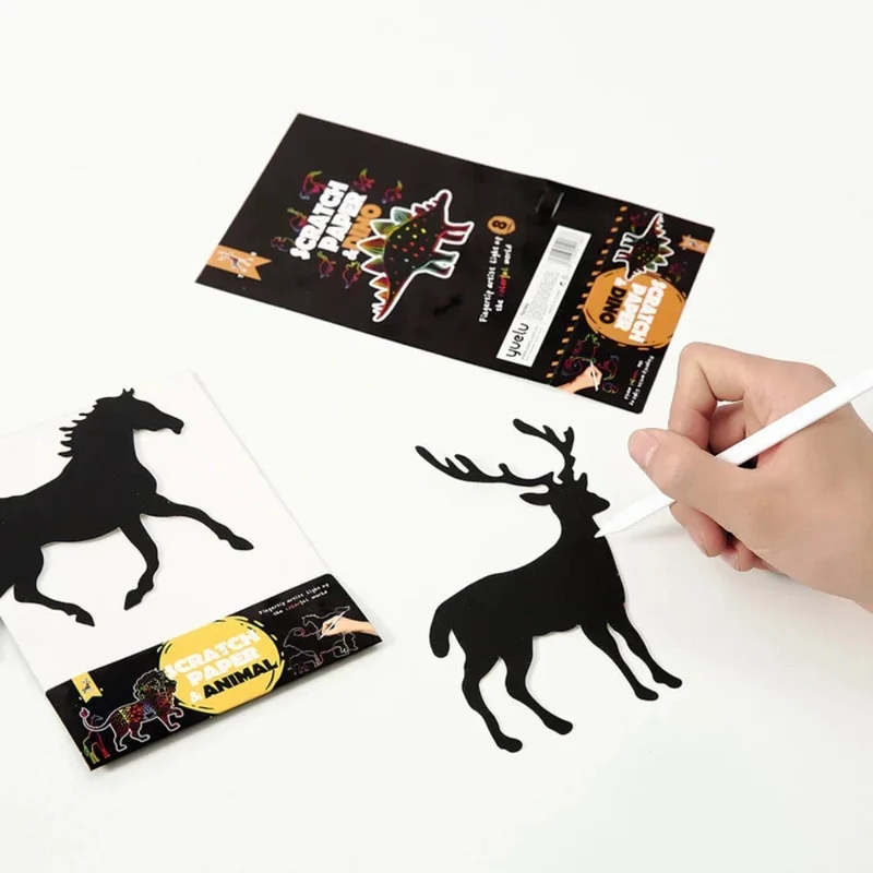 8 Stücke Magisches Scratch Zeichenpapier DIY Scratch Art Lesezeichen Kinder Zeichenspielzeug Malbuch Kreative Karte Aufkleber Lernspielzeug