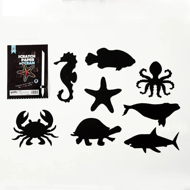 8 Stücke Magisches Scratch Zeichenpapier DIY Scratch Art Lesezeichen Kinder Zeichenspielzeug Malbuch Kreative Karte Aufkleber Lernspielzeug