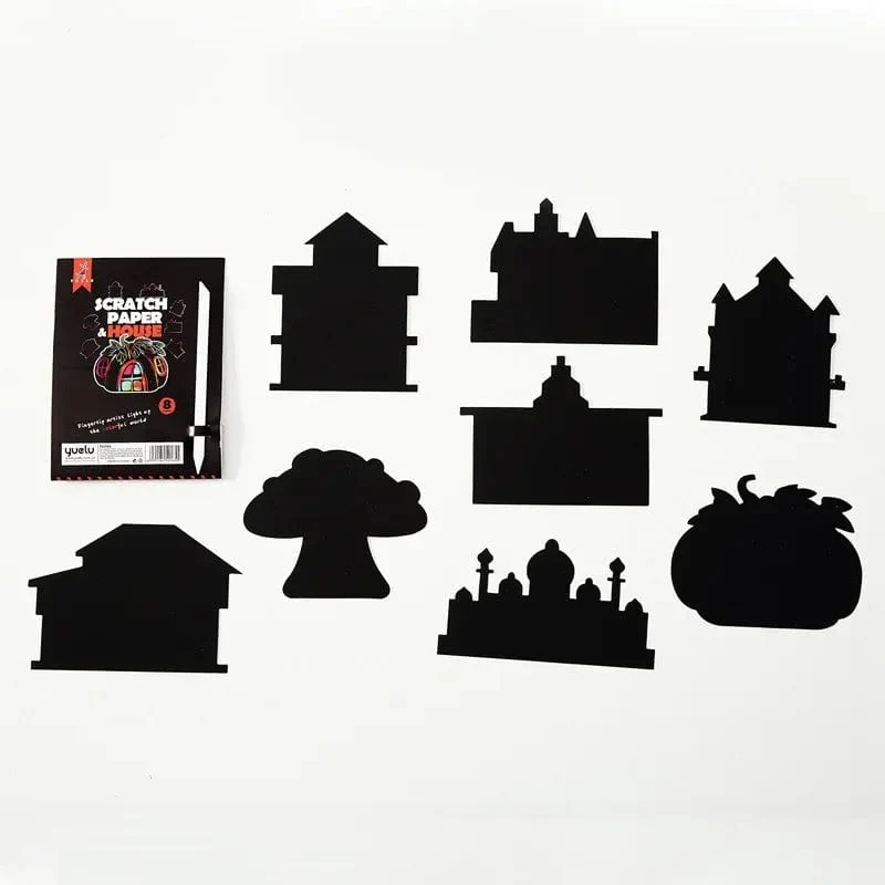 8 Stücke Magisches Scratch Zeichenpapier DIY Scratch Art Lesezeichen Kinder Zeichenspielzeug Malbuch Kreative Karte Aufkleber Lernspielzeug