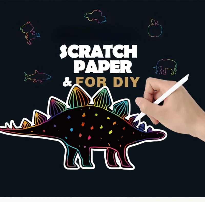 8 Stücke Magisches Scratch Zeichenpapier DIY Scratch Art Lesezeichen Kinder Zeichenspielzeug Malbuch Kreative Karte Aufkleber Lernspielzeug