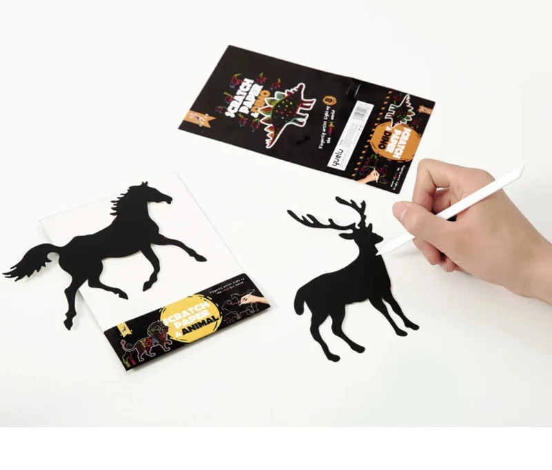 8 Stücke Magisches Scratch Zeichenpapier DIY Scratch Art Lesezeichen Kinder Zeichenspielzeug Malbuch Kreative Karte Aufkleber Lernspielzeug