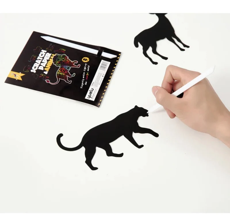 8 Stücke Magisches Scratch Zeichenpapier DIY Scratch Art Lesezeichen Kinder Zeichenspielzeug Malbuch Kreative Karte Aufkleber Lernspielzeug