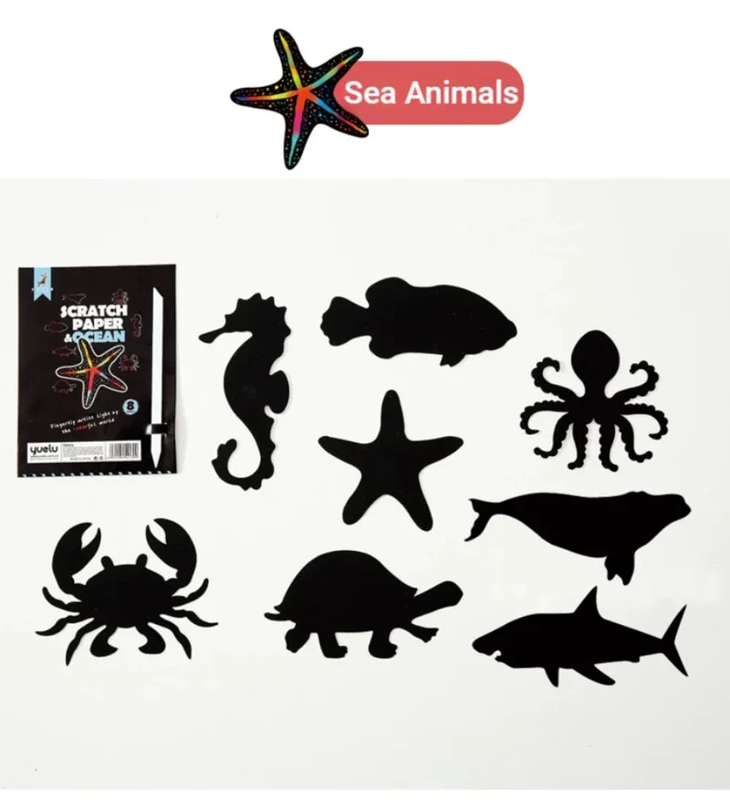 8 Stücke Magisches Scratch Zeichenpapier DIY Scratch Art Lesezeichen Kinder Zeichenspielzeug Malbuch Kreative Karte Aufkleber Lernspielzeug