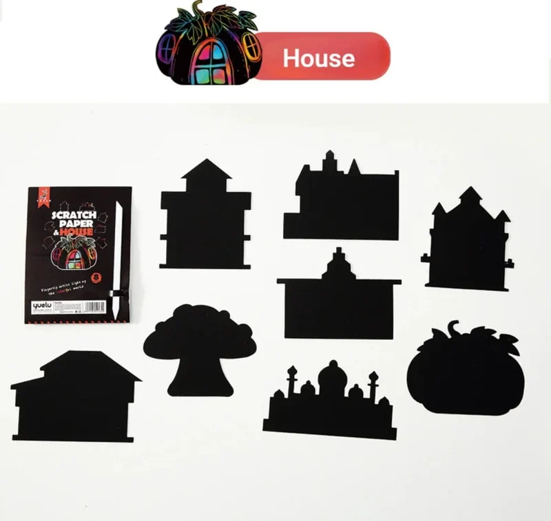 8 Stücke Magisches Scratch Zeichenpapier DIY Scratch Art Lesezeichen Kinder Zeichenspielzeug Malbuch Kreative Karte Aufkleber Lernspielzeug