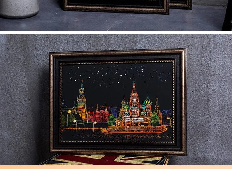 2-teiliges Kratzpapier-Malset, magisches Kunst-Nachtszenen-Set mit Sehenswürdigkeiten aus aller Welt und Tieren, Zeichenspielzeug mit Stift, Basteln, Kartenspiel, Geschenke für Erwachsene