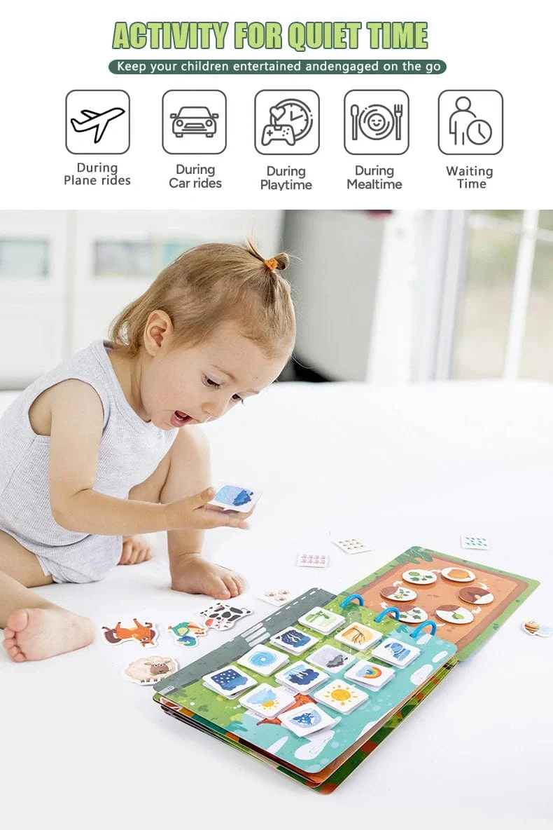 Montessori Beschäftigt Buch für Kinder Aufkleber Ruhiges Buch Baby Frühpädagogisches Spielzeug Kleinkinder Passende Puzzles Spiel Lernspielzeug Geschenke