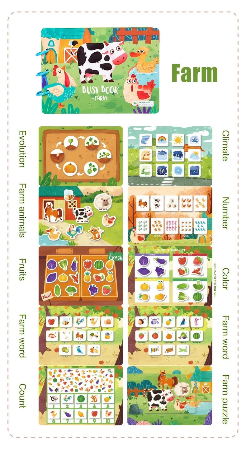 Montessori Beschäftigt Buch für Kinder Aufkleber Ruhiges Buch Baby Frühpädagogisches Spielzeug Kleinkinder Passende Puzzles Spiel Lernspielzeug Geschenke
