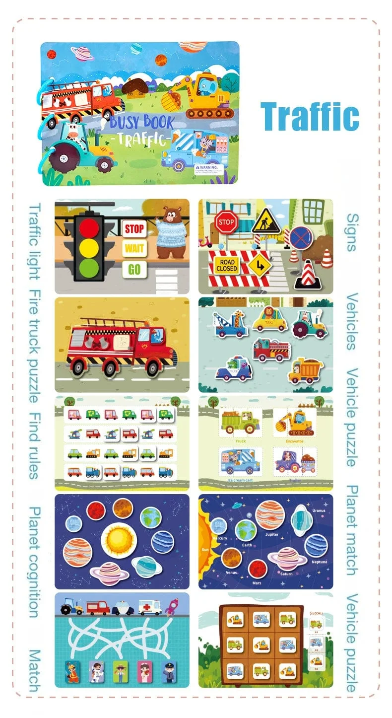 Montessori Beschäftigt Buch für Kinder Aufkleber Ruhiges Buch Baby Frühpädagogisches Spielzeug Kleinkinder Passende Puzzles Spiel Lernspielzeug Geschenke