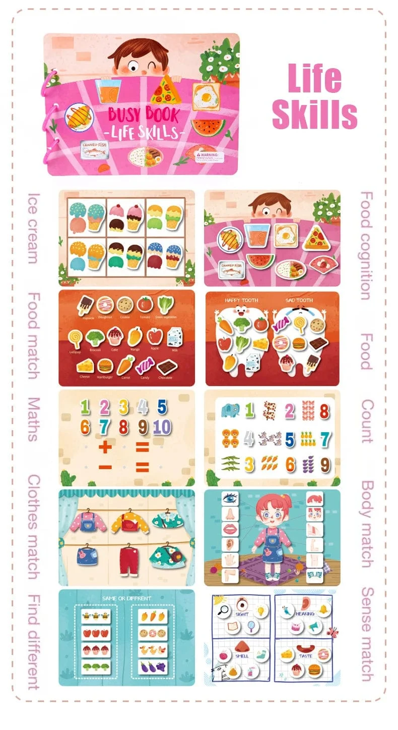 Montessori Beschäftigt Buch für Kinder Aufkleber Ruhiges Buch Baby Frühpädagogisches Spielzeug Kleinkinder Passende Puzzles Spiel Lernspielzeug Geschenke