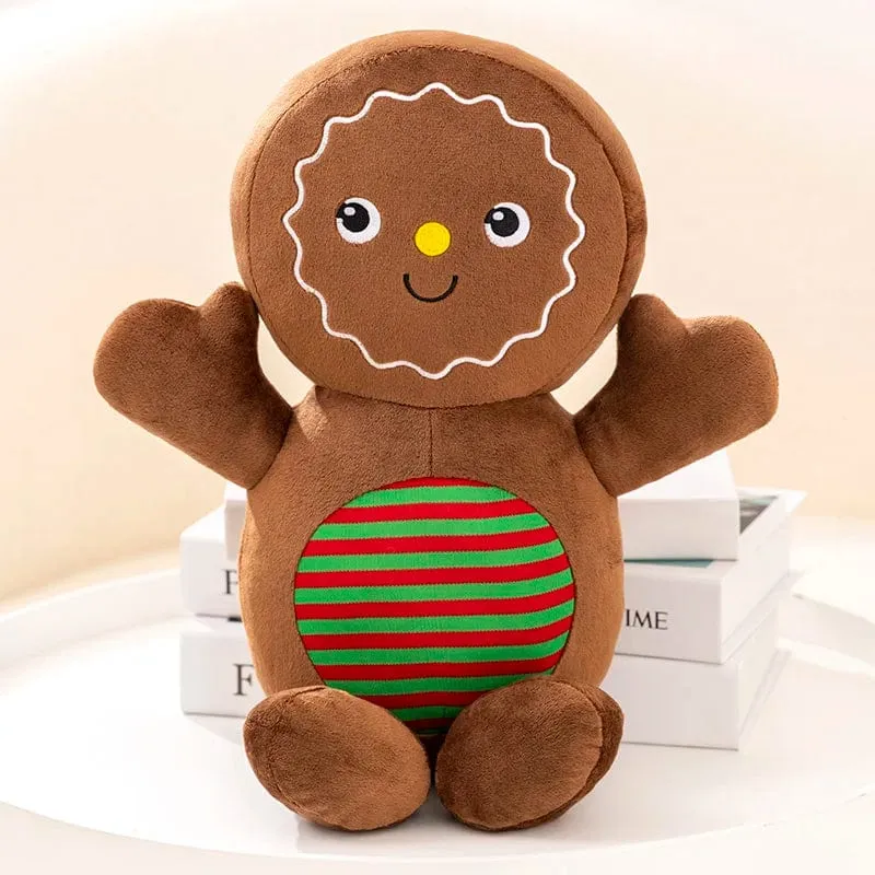 Entzückendes Lebkuchen-Plüschtier, gefülltes Karamell-Schokoladen-Lebkuchenmann-Kissen, Weihnachtsbaum-Haus, Schleife, Ring, Dekor, Weihnachtshirsch