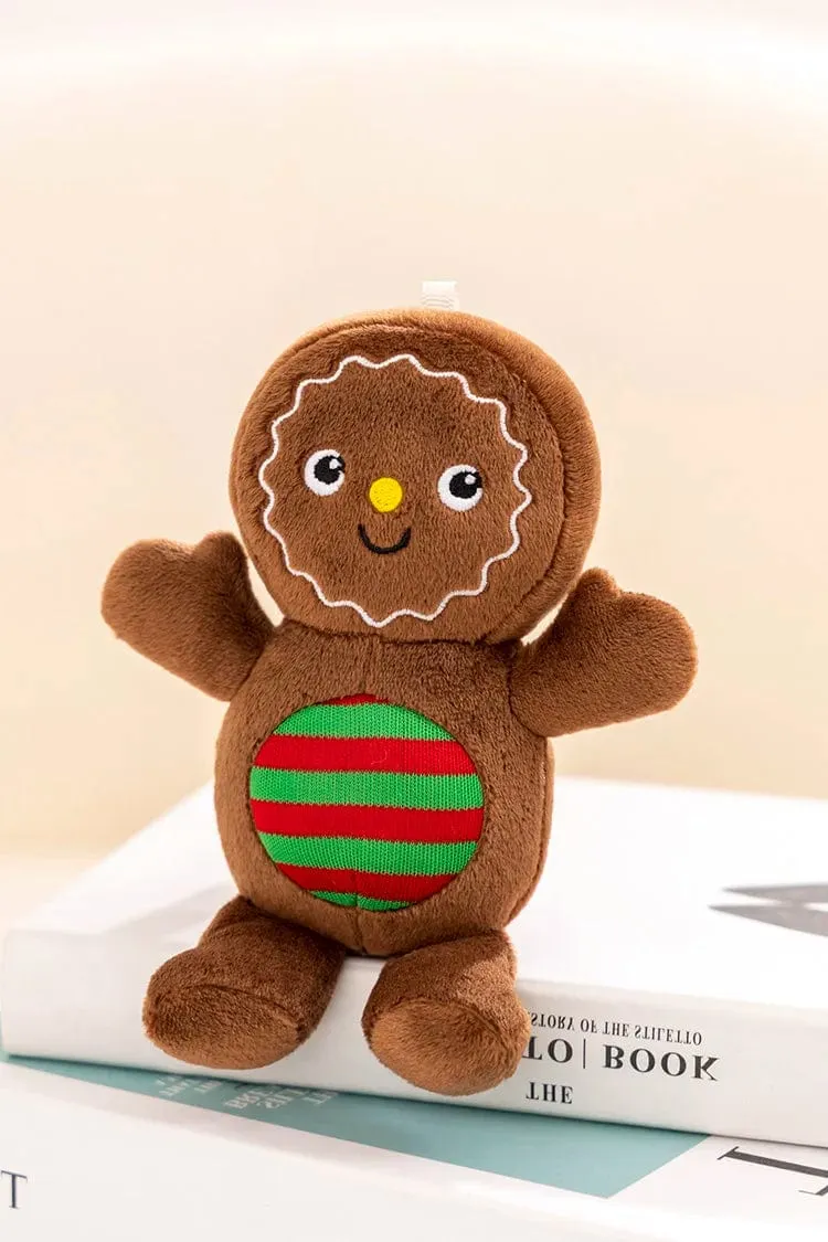 Entzückendes Lebkuchen-Plüschtier, gefülltes Karamell-Schokoladen-Lebkuchenmann-Kissen, Weihnachtsbaum-Haus, Schleife, Ring, Dekor, Weihnachtshirsch