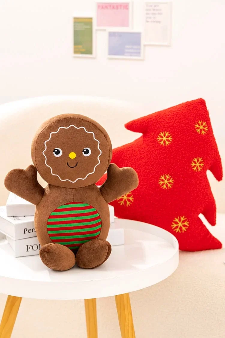 Entzückendes Lebkuchen-Plüschtier, gefülltes Karamell-Schokoladen-Lebkuchenmann-Kissen, Weihnachtsbaum-Haus, Schleife, Ring, Dekor, Weihnachtshirsch