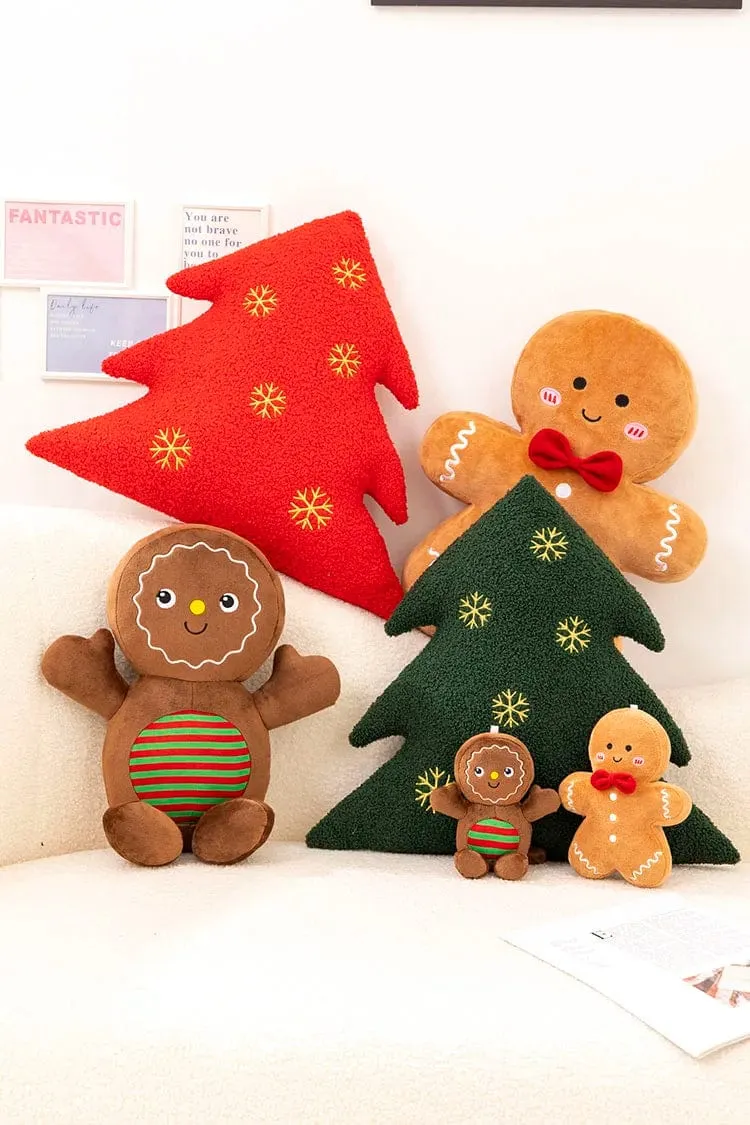 Entzückendes Lebkuchen-Plüschtier, gefülltes Karamell-Schokoladen-Lebkuchenmann-Kissen, Weihnachtsbaum-Haus, Schleife, Ring, Dekor, Weihnachtshirsch